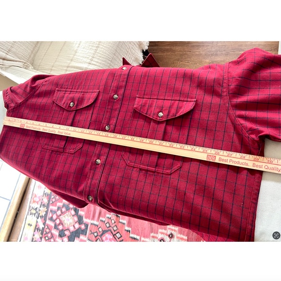 Vintage FILSON Wool Shirt Made in U.S.A. - Dark Red Windowpane Check - XXL - Picture 5 of 12